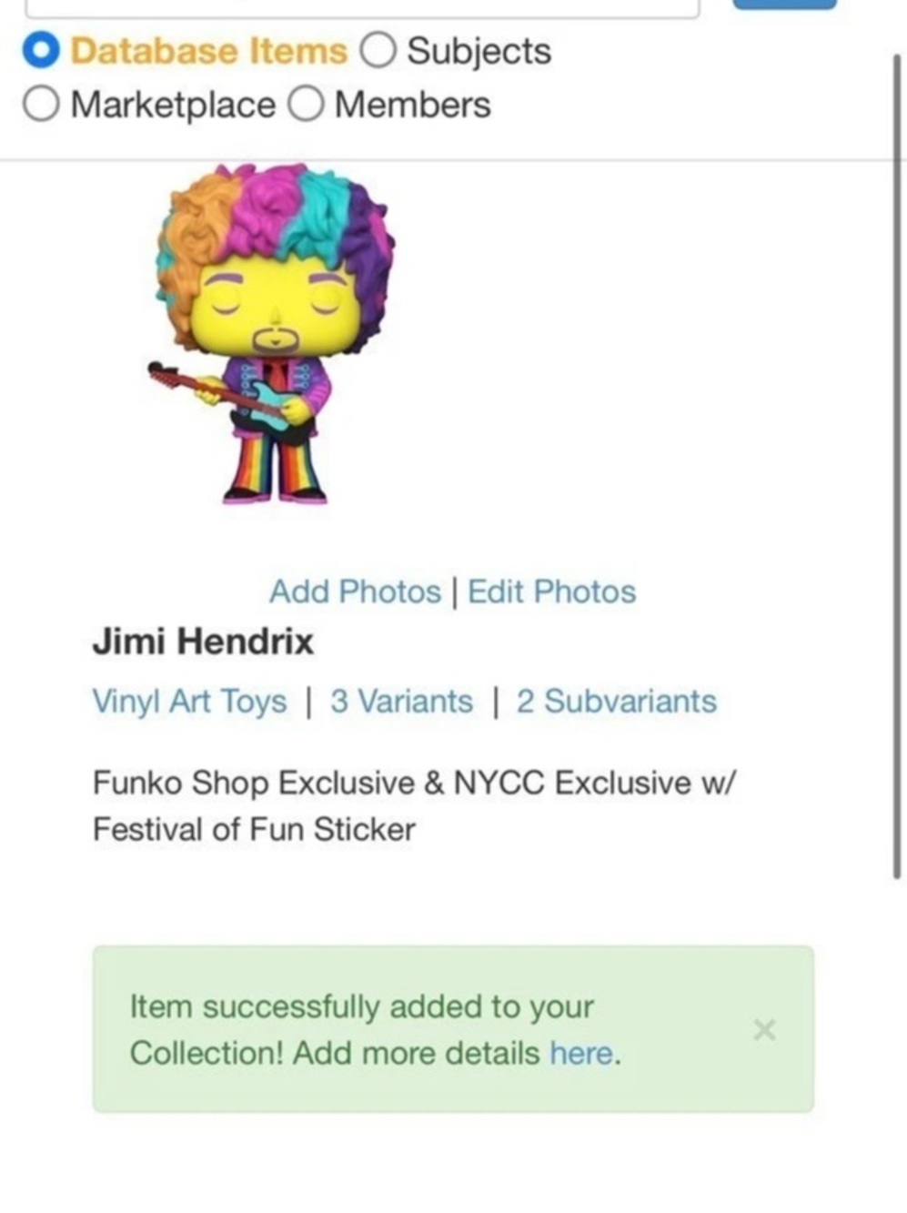 Funko Jimi Hendrix (Black Light) #239 - 2021 Fall Convention Exclusive Black